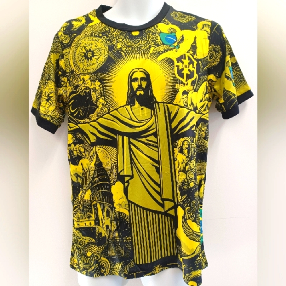 Yellow and Black Religious Graphic T-Shirt